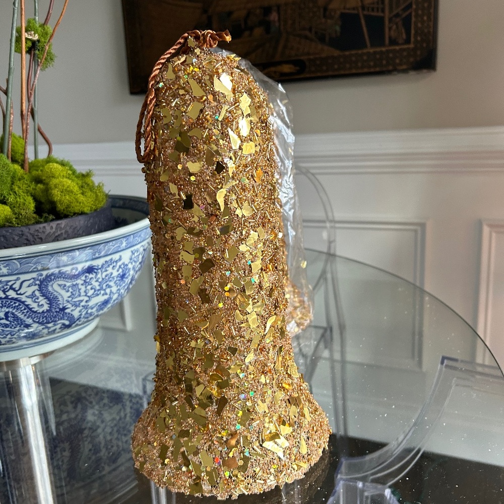 NWT Frontgate  Gold sequence Christmas bell
